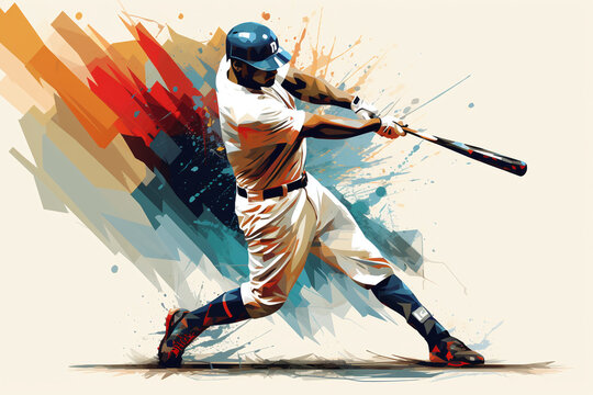 Graphic sketch of a baseball player in motion.