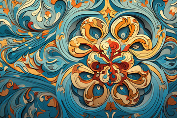 arabesque pattern. Multicolored beautiful background. Generative AI