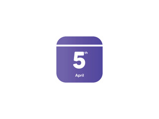 5th April calendar date month icon with gradient color, flat design style vector illustration