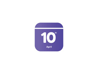 10th April calendar date month icon with gradient color, flat design style vector illustration
