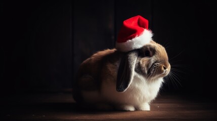 The Merry Flopper: Rabbit in a Santa Hat Embraces the Christmas Festivities