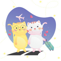 International Cat Day Illustration cat couple