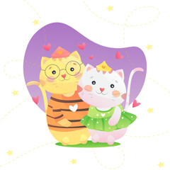 International Cat Day Illustration cat couple