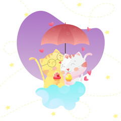 International Cat Day Illustration cat couple