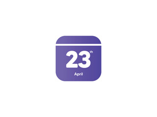 23th April calendar date month icon with gradient color, flat design style vector illustration