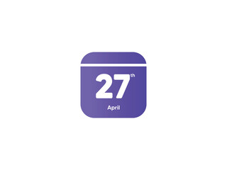 27th April calendar date month icon with gradient color, flat design style vector illustration