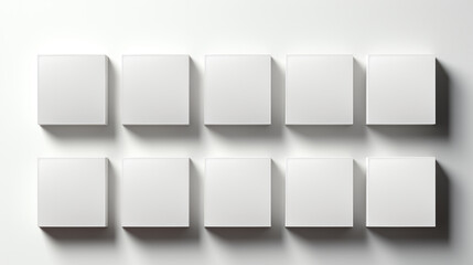 white cubes in a row on a white background. Generative AI.