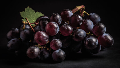 Fototapeta premium Juicy grape bunch, ripe and fresh, nature sweet refreshment generated by AI