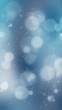 Beautiful blurred winter blue sky circle bokeh loop vertical animation. Concept new year and Christmas copy space background.