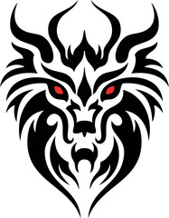 Black devil tribal tattoo, isolated