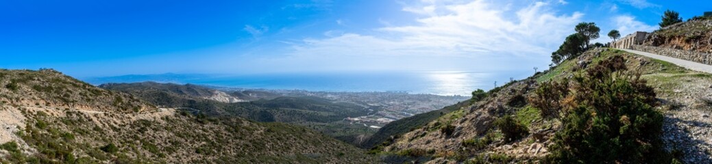 Fototapeta na wymiar Panoramic view from mount Calamorro, near Malaga in the Costa del Sol in Spain