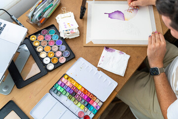 LGBTQ+ Artist at Work: Creating Beautiful Watercolor Paintings in Studio
