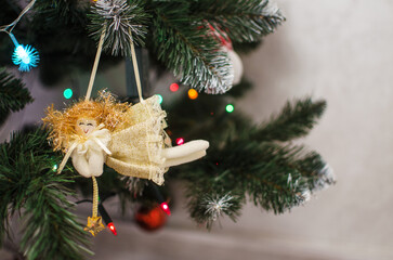 Christmas ornaments, Christmas tree, balls, garlands for a happy Christmas