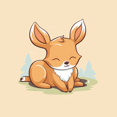 Cute mascot of lazy sleepy deer simple in vector art, Bright colors