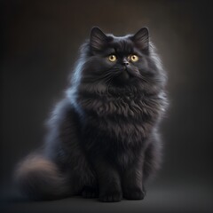 Naklejka na ściany i meble a realistic fluffy black cat full body ar 916 