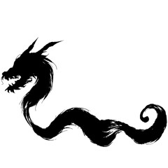龍・ドラゴンの墨絵風イラスト素材　ベクター