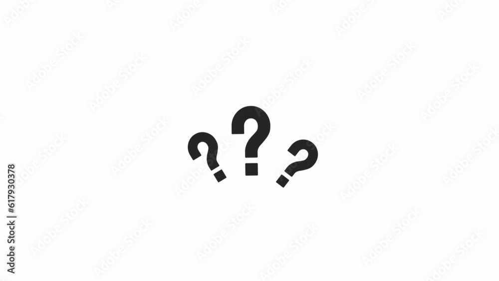 Poster animated bw question marks. black and white thin line icon 4k video for web design. why asking. ques