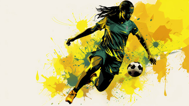 Silhueta abstrata de um jogador de futebol feminino brasileiro
