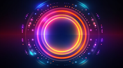 Obraz premium Vetor abstrato brilhante de fundo circular de luzes de néon