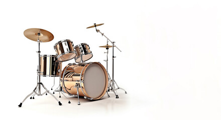 A Jazz drumkit on a white background,  Created using generative AI tools.