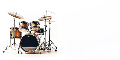 Fototapeta na wymiar A Jazz drumkit on a white background, Created using generative AI tools.