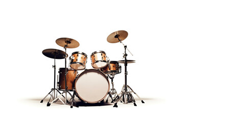 A Jazz drumkit on a white background,  Created using generative AI tools.