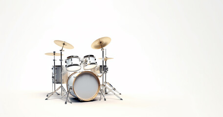 A Jazz drumkit on a white background,  Created using generative AI tools.