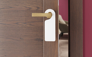  Door of hotel room with empty sign 