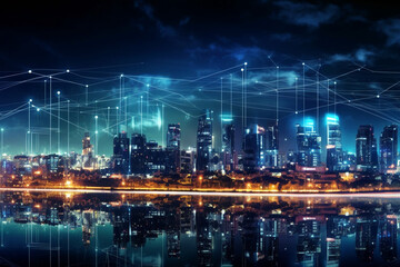 Obraz premium cities connected with web3