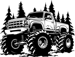 Monster Truck Illustration © Sasikharn