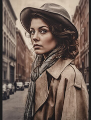 Naklejka premium fashionable woman standing in the city