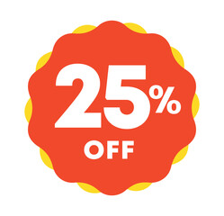 25% off. Tag campaign sales. For promo retail, store. Vector illustration sticker discount price icon. Discounts, offers