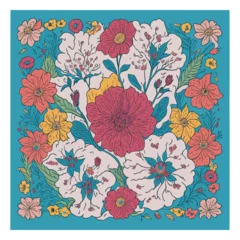 Gordijnen Bloemendesign Colorful hand-drawn artistic flowers print. Cartoon style Vector illustration. Fashionable template for design.  © MYKHAYLO