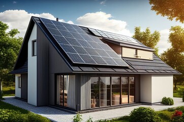 Solar Energy On Homes Concept Backdrop Generative AI