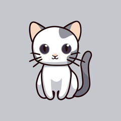 Cute cat vector sitting on the ground, simple illustration, adorable cute cat cartoon vector.