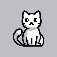 Cute cat vector sitting on the ground, simple illustration, adorable cute cat cartoon vector.