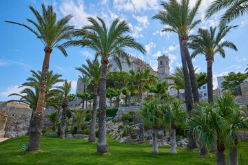 View of Peniscola Castle from the beautiful garden at the foot of the castle.