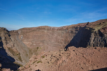 Vesuvius volcano crater next to Naples in a summer day