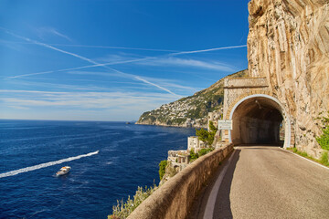 Characteristic tunnel in the Amalfi coast, Italy