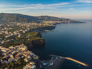 Obraz premium Amazing summer view from flying drone of Meta, comune in the Metropolitan City of Naples, Campania region, Italy, Europe.