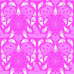 Halloween cartoon geometric seamless monster pattern for fabrics and textiles and packaging and wrapping paper