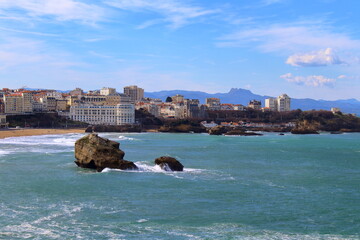 Beach and sea in Biarritz, France 
