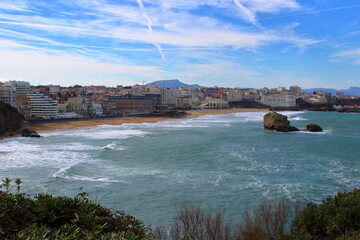 Beach and sea in Biarritz, France 
