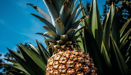 Ripe pineapple embodies tropical freshness in healthy gourmet cuisine outdoors generated by AI