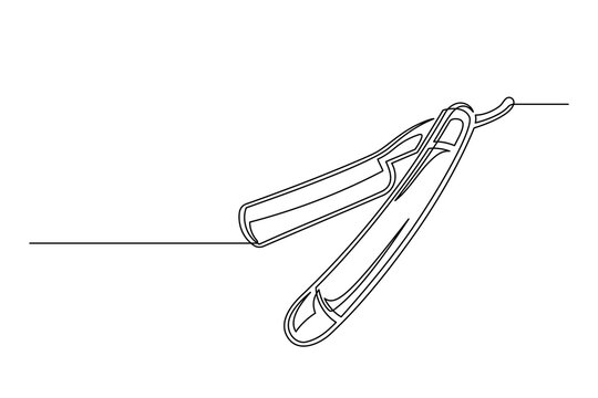 recommend clip art: Continuous one line barber razor. Vintage barber razor isolated on a white background. Barbershop concept. Vector illustration