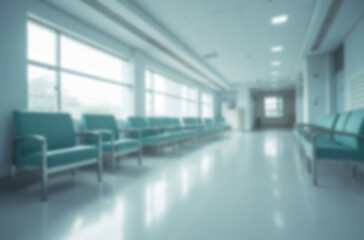 Fototapeta premium Blurred hospital interior medical background AI generated