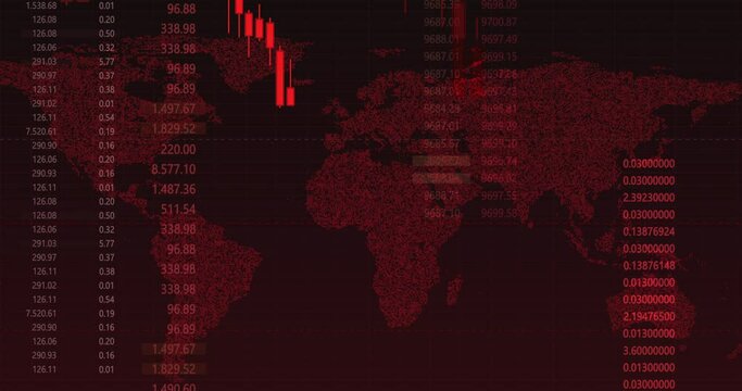 animiertes candlestick-diagramm mit roter kennzeichnung, panik verkauf mit schnell fallendem trading kurs, digitales geldbewegungsdiagramm, kryptow&auml;hrung, bitcoin investment, wertpapier preis, ETF