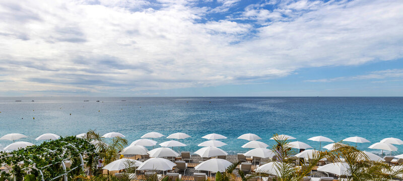 parasols on a beach, Nice, France