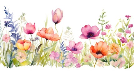 Obraz na płótnie Canvas Watercolor floral background. Illustration AI Generative.