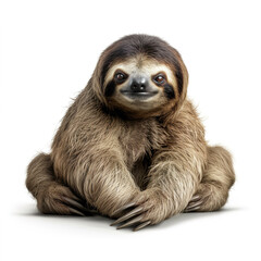 Cute sloth realistic image generative AI illustration isolated on white background. Lovely baby animals concept